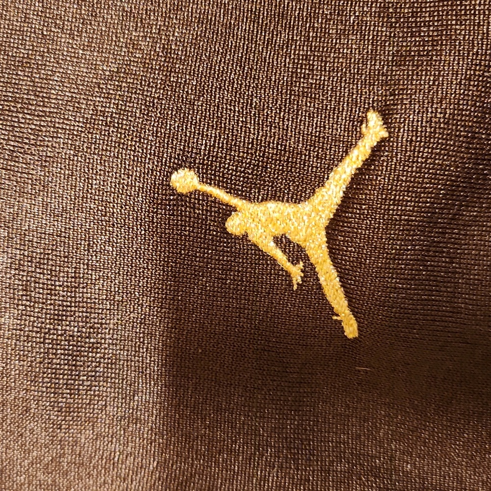 Air Jordan Embroidered Jumpman Logo Full Zip Sweater Vintage Y2K Brown And Gold - Picture 7 of 15